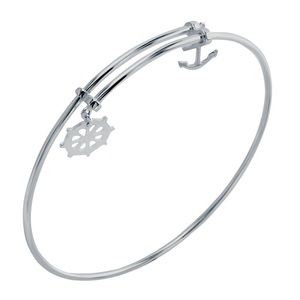 925 Sterling Silver Anchor & Steering Wheel Bangle